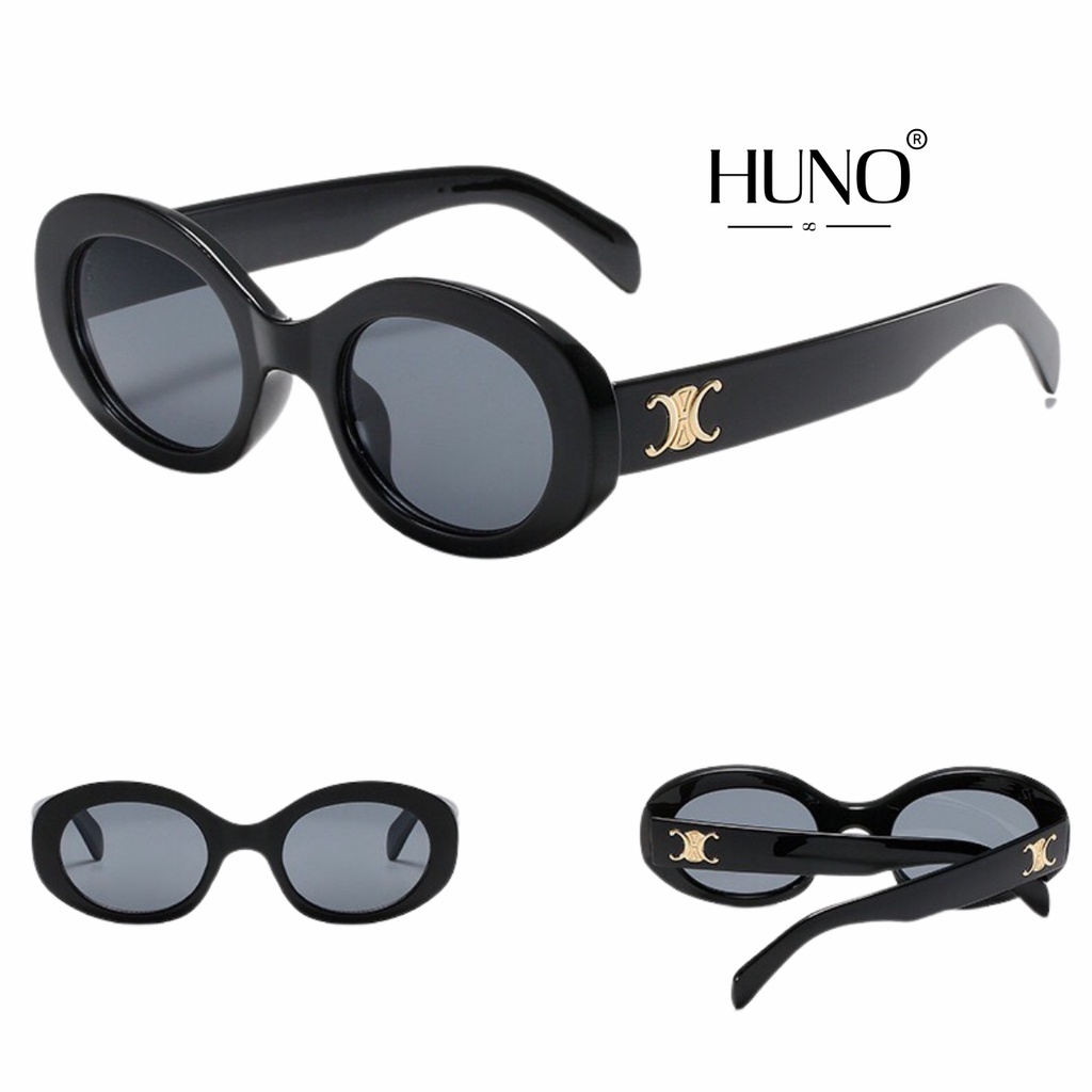 Kính râm nữ HUNO thiết kế mắt kính bằng nhựa cao cấp độc la, cá tính - KR63