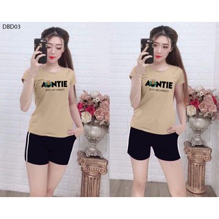 [HÀNG MỚI VỀ] ĐỒ BỘ MẶC NHÀ CAO CẤP QUẦN ĐÙI 1 SỌC ÁO IN CHỮ ANTIE CÁCH ĐIỆU - DBD03