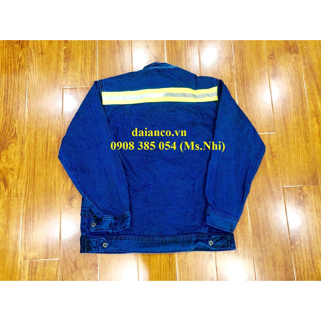 [HCM] Sale off Áo lẻ jeans Điện Lực xanh đen may kèm dây phản quang sau lưng - Đủ Size - Vải dày dặn - Hình thật
