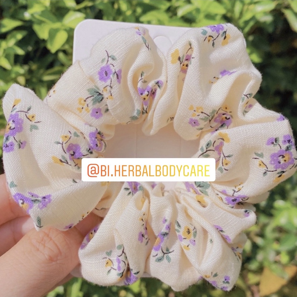 [Hàng thiết kế] Scrunchies cột tóc nơ hoa nhí handmade phong cách vintage dành cho nữ nhiều màu