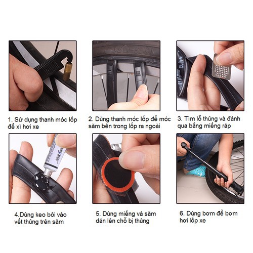 Bộ vá xe đạp chuyên dụng, dụng cụ sửa xe ngỏ gọn