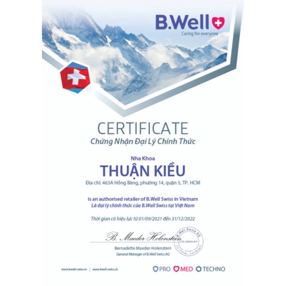 Bwell WI 912 - Tăm nước du lịch B.Well Thụy Sỹ - cải tiến 5 đầu tăm - BH 2 năm đổi máy mới toàn quốc