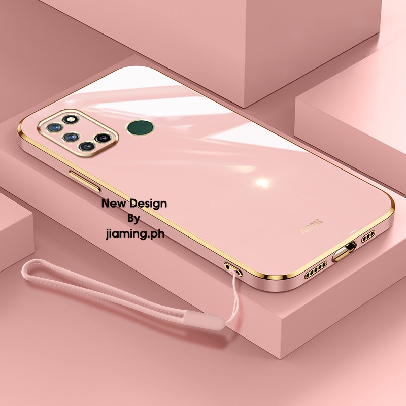 Ốp Điện Thoại Mạ Màu Kẹo Kèm Dây Đeo Cho OPPO Realme 7i C17 2022