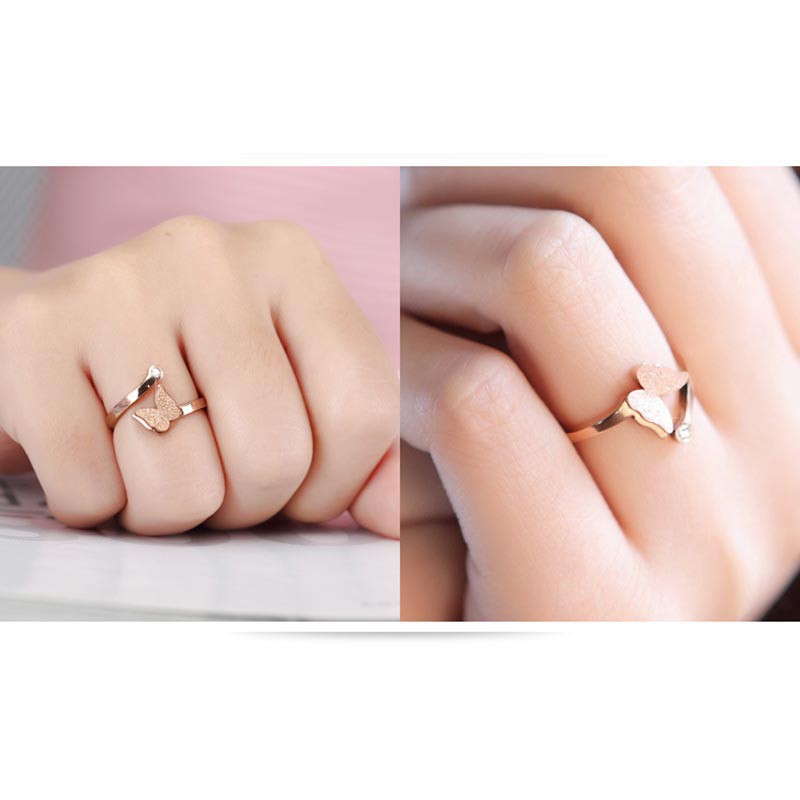 Nhẫn tay thiết kế mở phối mặt bướm thời trang xinh xắn