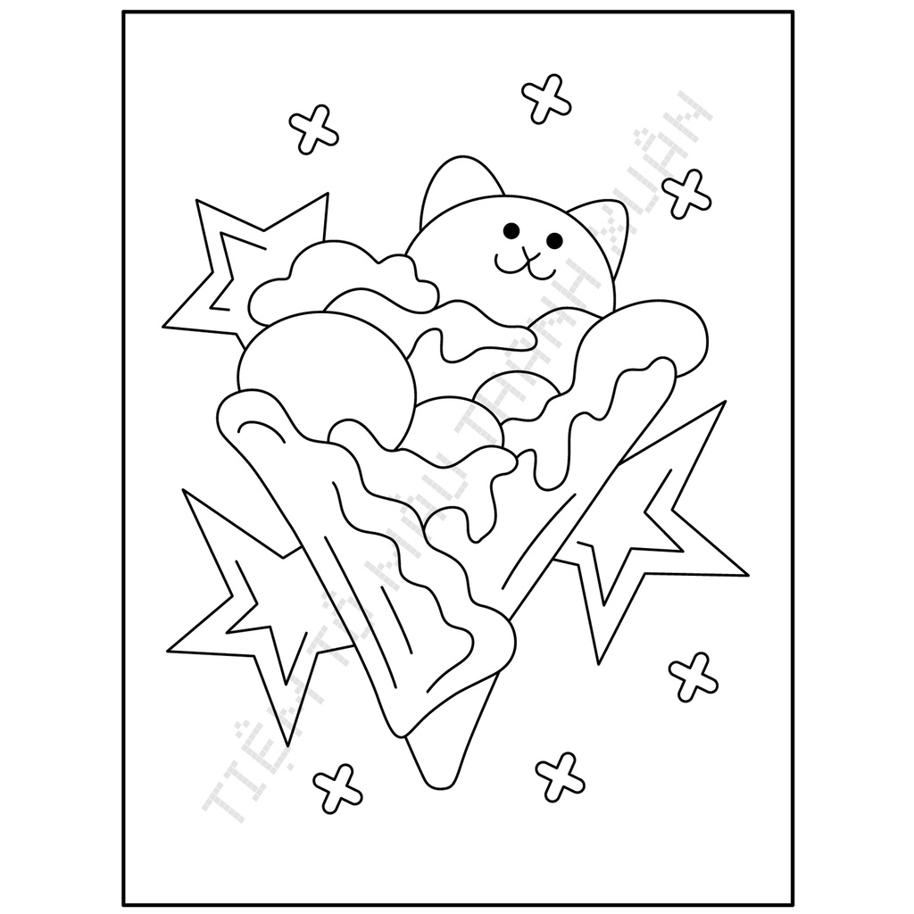 Set 10 Tờ Tranh Tô Màu Hình Ice Cream Động Vật Cute Cho Bé Size A5 Màu Sáp, Màu Chì - Tiệm Tô Màu Thanh Xuân