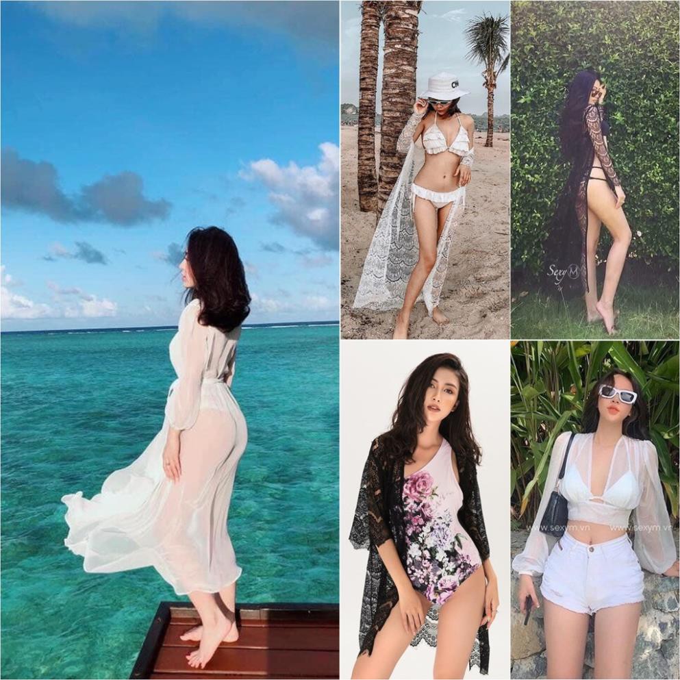 Áo choàng đi biển (20 mẫu dài-ngắn) Áo khoác ngoài bikin Áo khoác đồ ngủ đồ đi biển kimono voan ren hàng đẹp sexy *