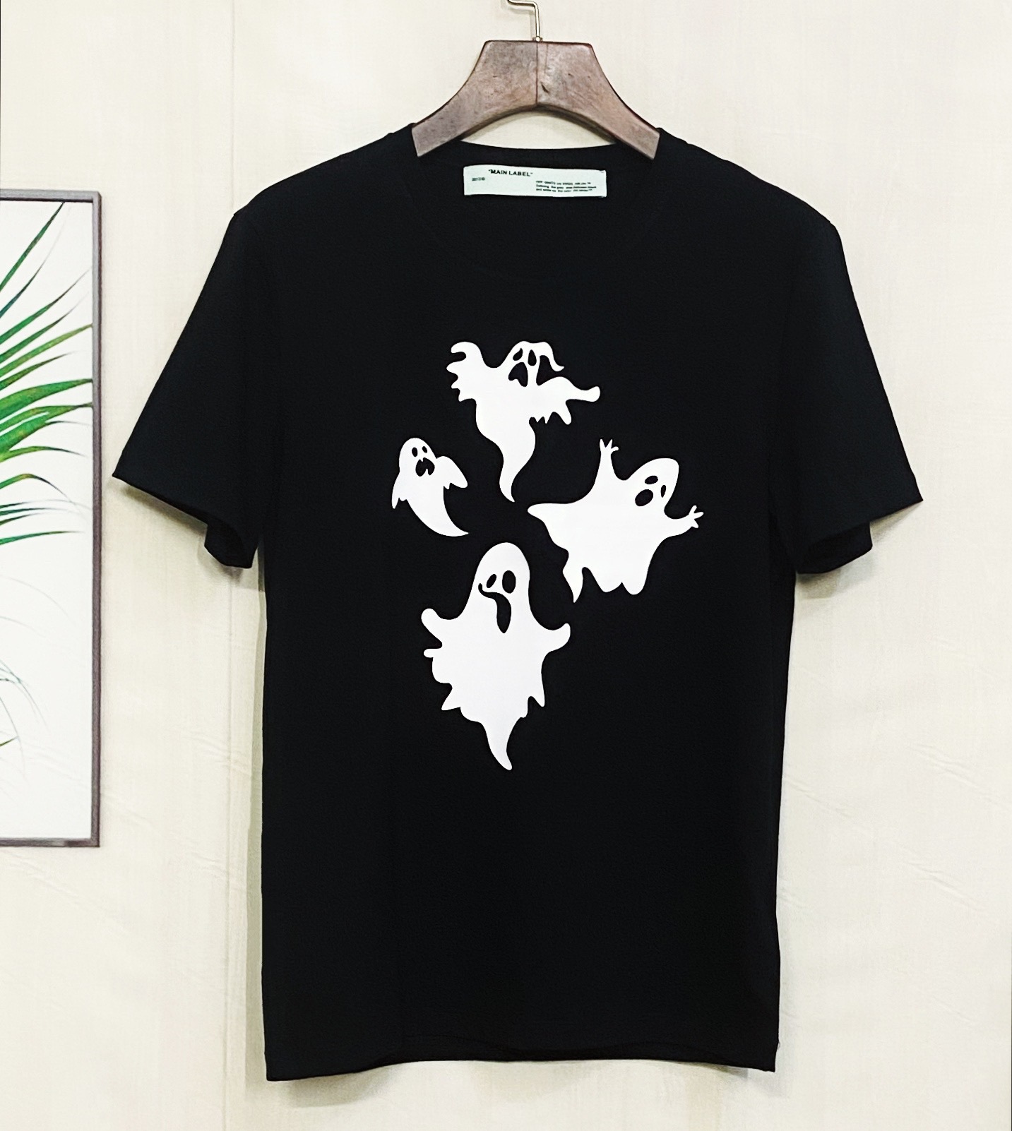 0FF Wh1te 2020 summer men's short-sleeved T-shirt, small ghost print round neck short-sleeved cotton face