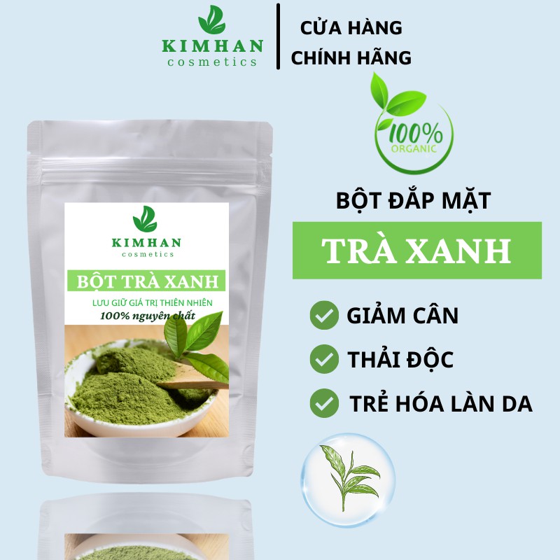 100GR bột trà xanh đắp mặt nguyên chất - bột Handmade