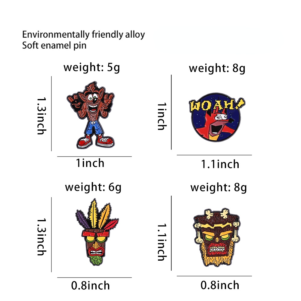 Huy Hiệu Cài Áo Hình Mặt Nạ Woah Aku Hoạt Hình Anime Crash Bandicoot Tráng Men Làm Quà Tặng Cho Bạn Bè