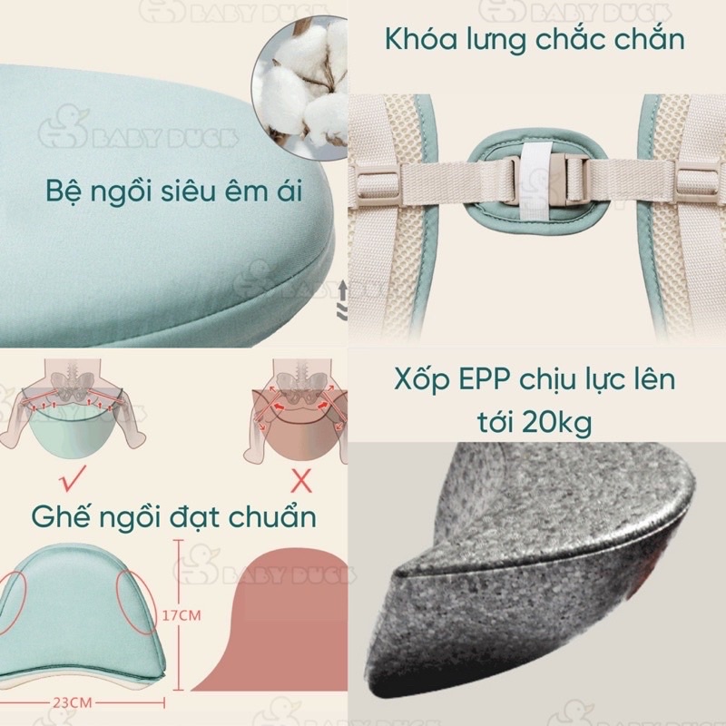 Địu ngồi siêu nhẹ siêu thoáng mát HAPPY WALK (Dành cho ba mẹ dưới 90kg)