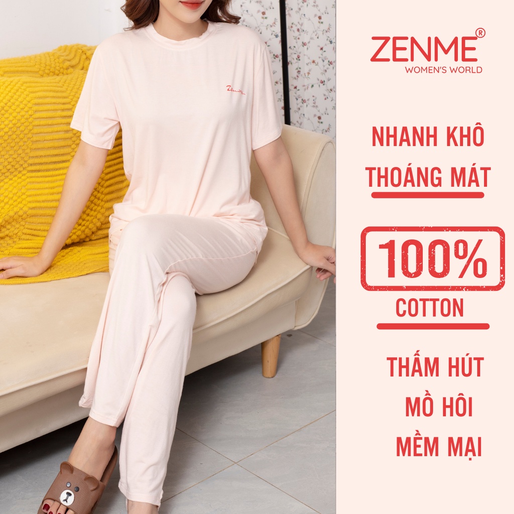 Đồ bộ nữ mặc nhà, đồ ngủ màu Pastel trơn 100% Cotton Zen Me BCD0822