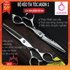 Bộ kéo cắt tóc và kéo tỉa tóc Nhật bản cao cấp JASON 01 Tặng ngay 01 bao kéo và 02 lược Tony&amp;Guy chịu nhiệt