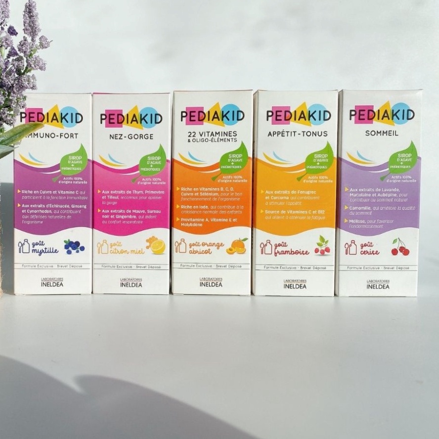 Tổng hợp Pediakid ăn ngon/ngủ ngon/tăng đề kháng/tăng đề kháng hô hấp/22 vitamin 125ml Pháp