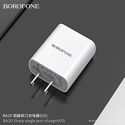 Củ sạc 2.1A BOROFONE BA20 cóc sạc full các dòng điện thoại, sạc dự phòng, 1 cổng USB - Chính hãng