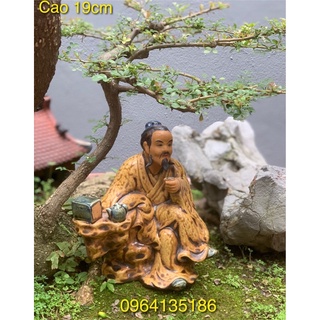 Tượng tiểu cảnh thần trà h19cm men nâu đồng gốm sứ Bát Tràng