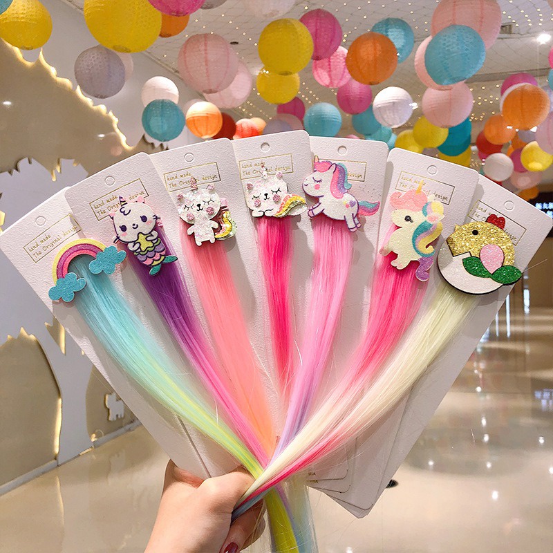 Kẹp tóc giả họa tiết hoạt hình dễ thương dành cho bé gái