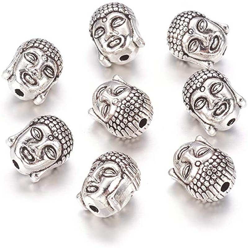 Bộ 20 Hạt Xâu Làm Trang Sức Hình Đầu Phật 10x8mm Nhiều Màu Phong Cách Retro