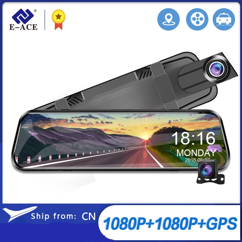 Camera chiếu hậu E-ACE màn hình cảm ứng 10 inch hỗ trợ quay lén cho xe hơi FHD 1080P