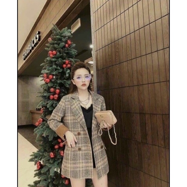 Khoác dạ kẻ ❤️Dạ nhung tay lật ❤️Khoác dạ cổ véc phù hợp đi chơi đi làm đi tiệc | BigBuy360 - bigbuy360.vn