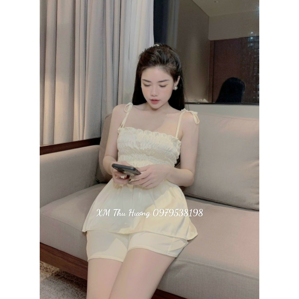 Bộ mặc nhà nữ mùa hè, bộ đồ ngủ lụa chất lụa đẹp, mát.