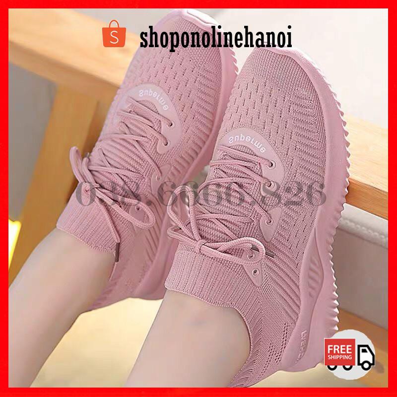 Giày sneaker nữ cổ chun cao cấp,Vải dệt thoáng khí,Đế cao su cao 4cm .(Lưu ý Phom rộng lùi lại 1 ri ak)