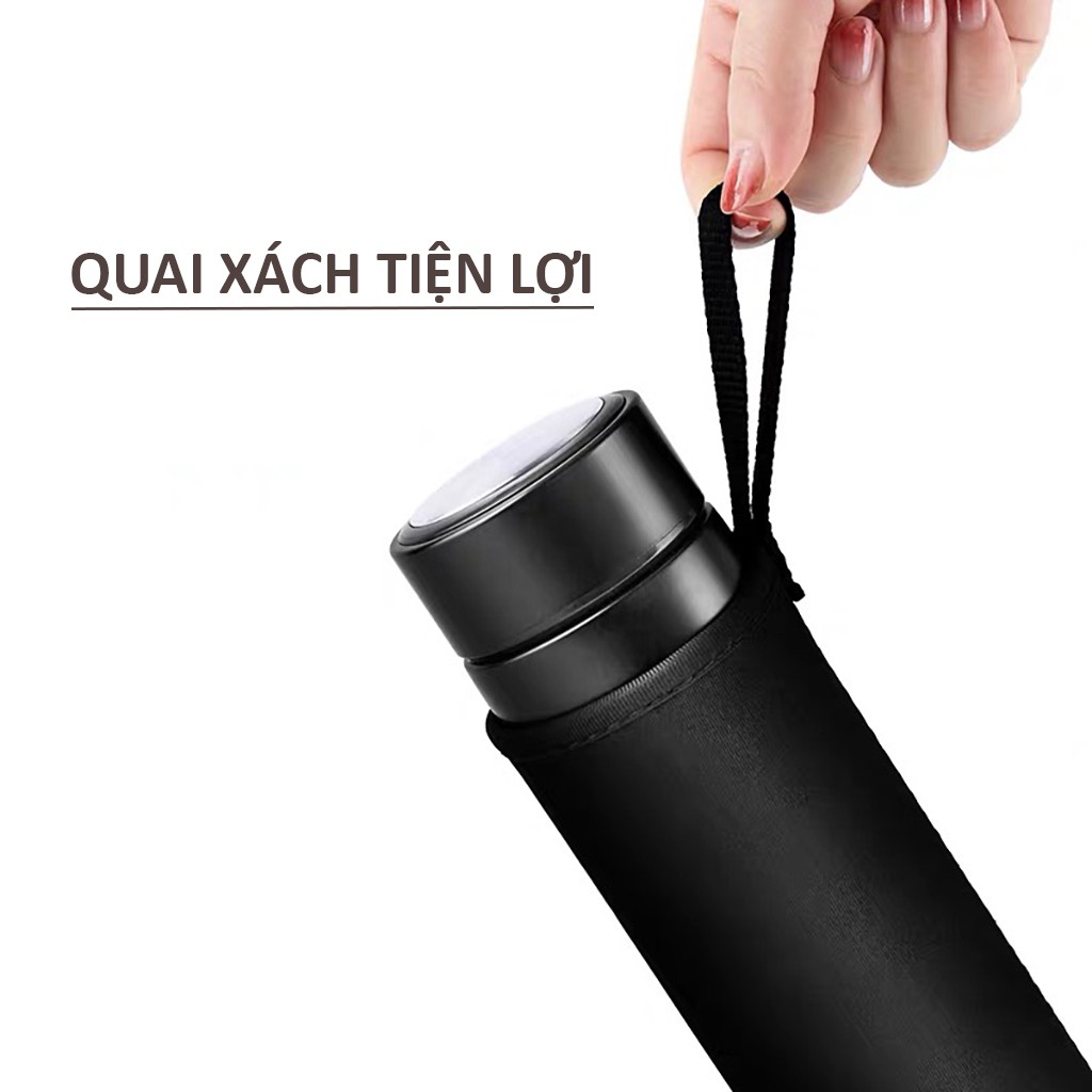 Túi đựng bình giữ nhiệt có quai xách 500ml/900ml vải sợi tổng hợp màu đen