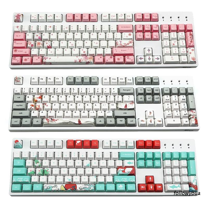 Bộ Phím Rời Pbt Nhuộm Màu Họa Tiết Hoa Anh Đào / Cô Gái / Biển / Rhythe Cho Bàn Phím Cơ Diy