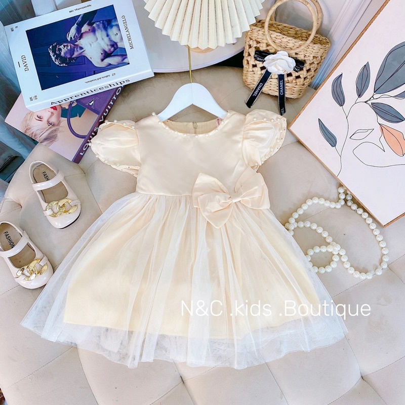 Đầm xoè công chúa kết hạt cho bé gái 6-15kg