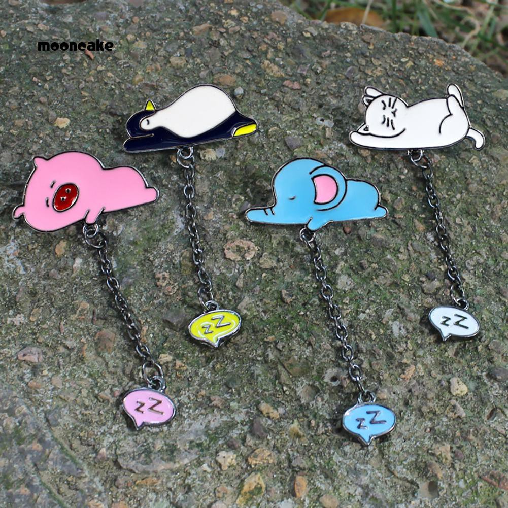 Ghim cài áo hình heo/mèo đang ngủ thời trang unisex