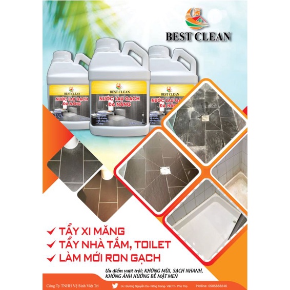 Nước tẩy xi măng, tẩy phòng vệ sinh KHÔNG MÙI, không ảnh hưởng đến bề mặt men sứ, can 1 lít