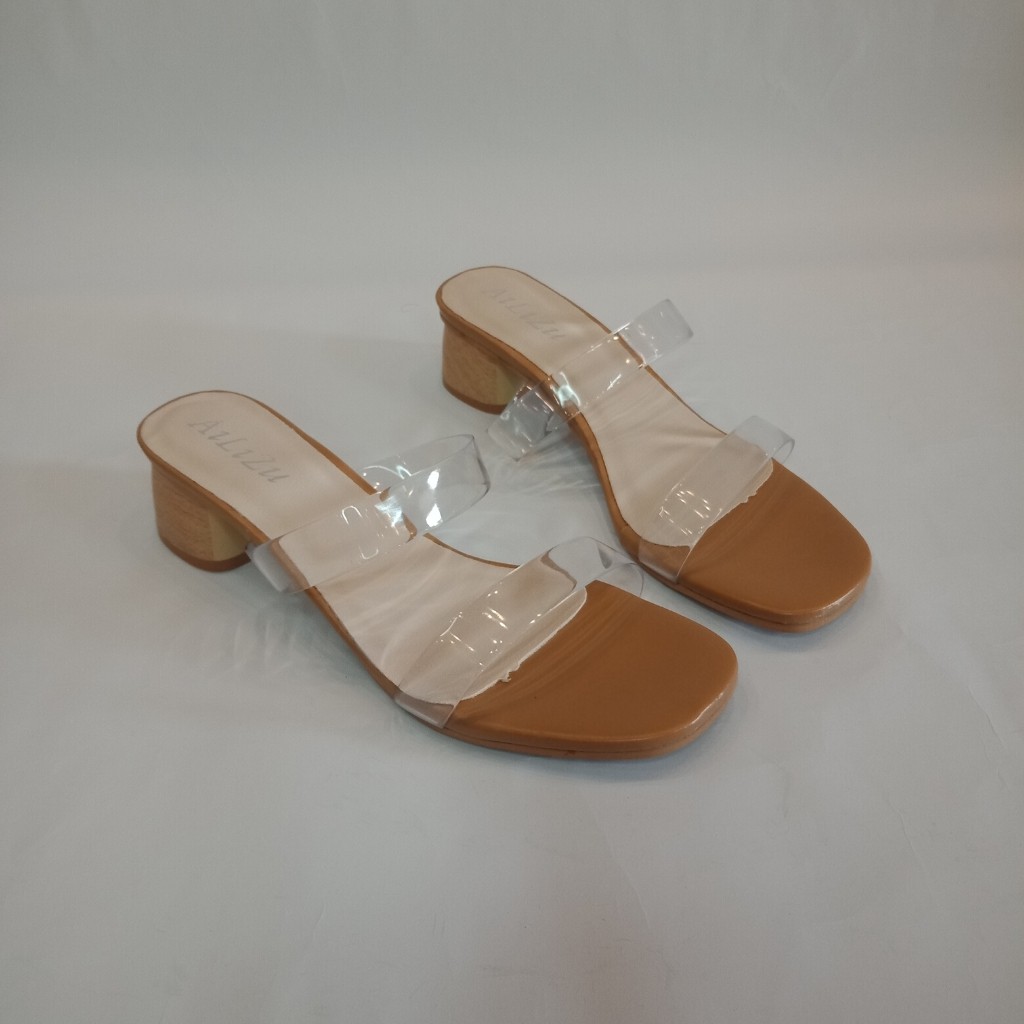 Dép Cao Gót 💝 FREESHIP 💝 Dép nữ hiệu AiLiZu cao cấp mũi vuông , quai ngang trong suốt cao 5cm | BigBuy360 - bigbuy360.vn