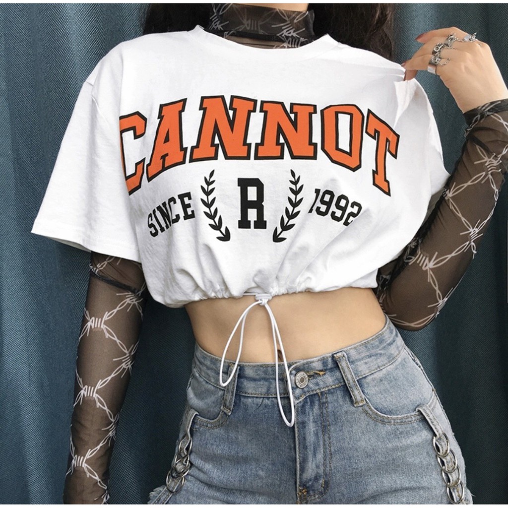 Áo thun croptop Cannot dây rút eo cực cá tính