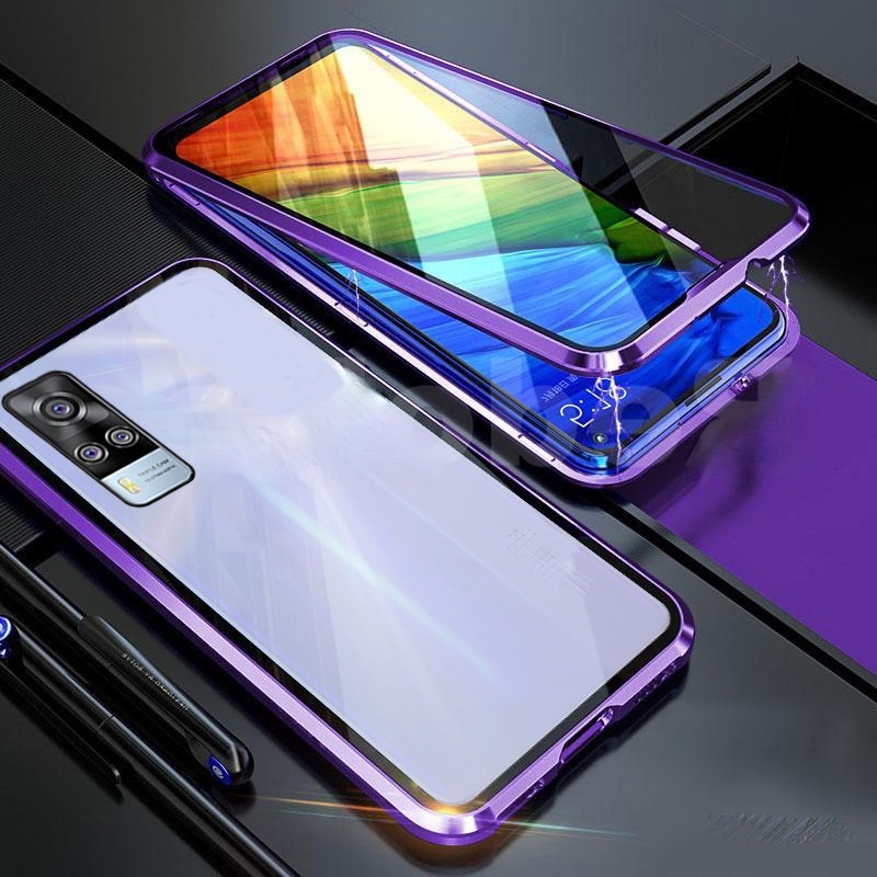 VIVO Y31 Y 31 Y51 Y 51 2020 2021 Ốp lưng mặt kính viền khung kim loại cứng cho For VIVOY31 VIVOY51