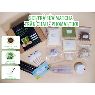 Trà sữa matcha trân châu, phomai tươi