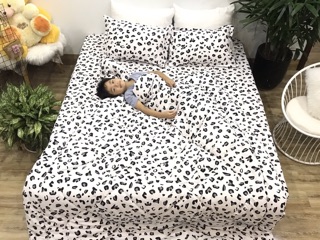 Bộ chăn ga gối poly cotton da báo