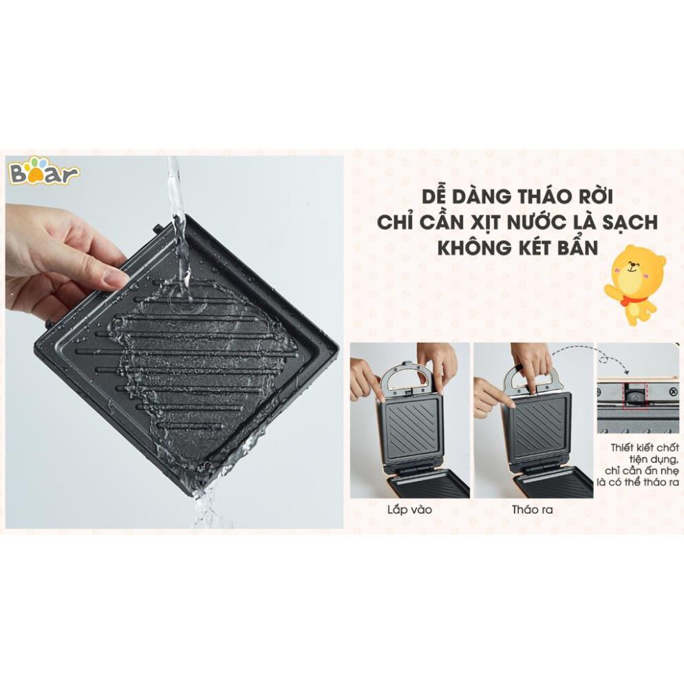 Máy kẹp nướng làm bánh Bear_ Máy nướng bánh Sandwich - waffle - Bánh Quế_chỉ với 3 phút cho bữa ăn sáng