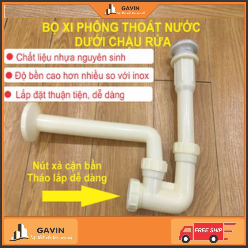 Bộ thoát nước inox ở chậu rửa mặt, bộ xi phông nhựa Rangos cao cấp SP02