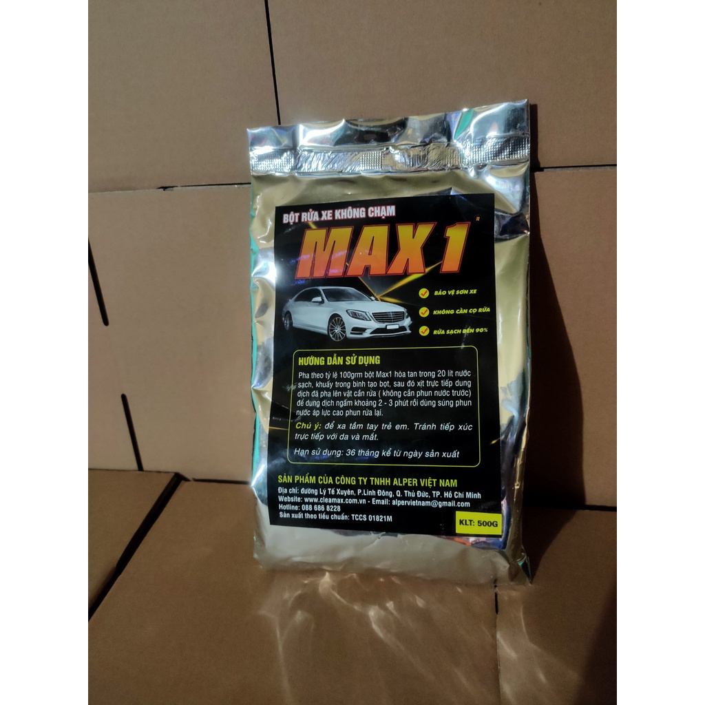 [Mã LIFEAUMAY giảm 10% tối đa 30k đơn 150k] Bột rửa xe bọt tuyết không chạm MAX1 gói 500gam