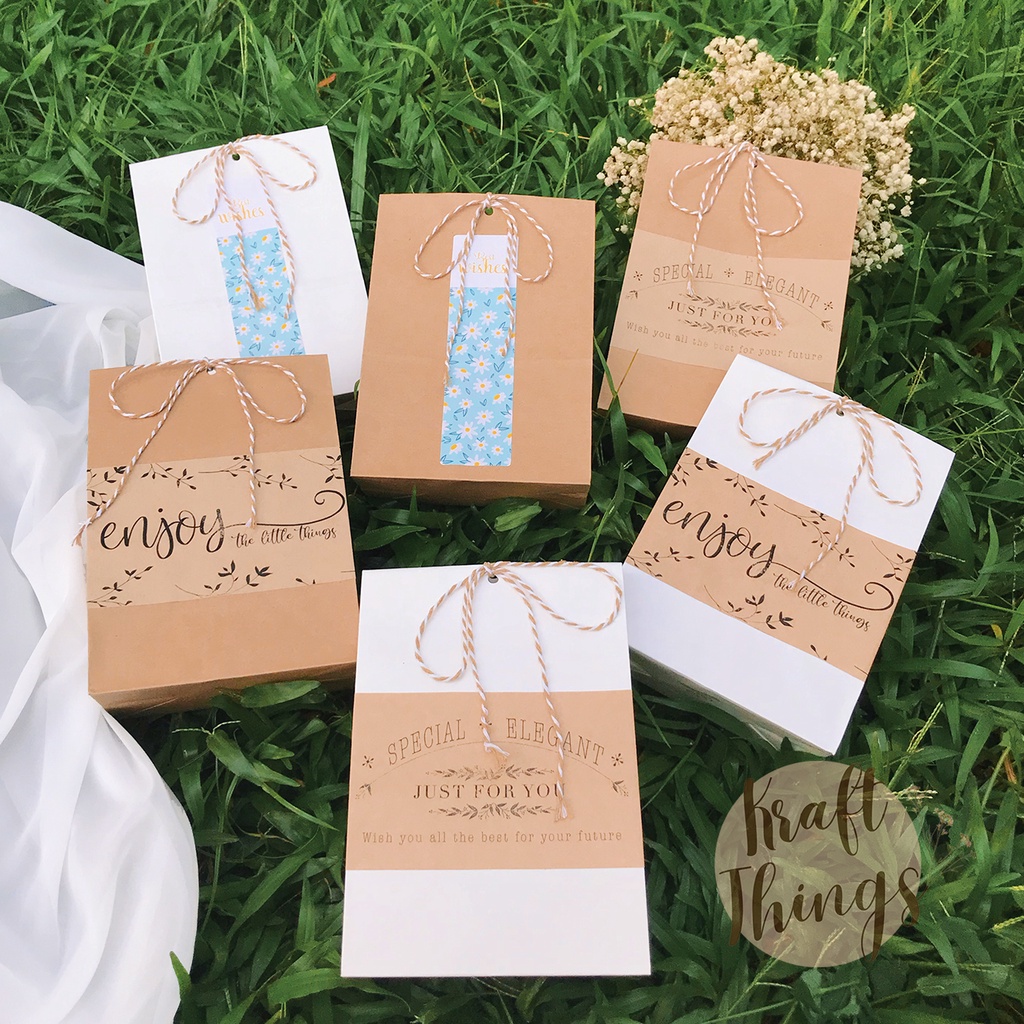 Túi đựng quà kraft mini, túi giấy đựng bánh kẹo, mỹ phẩm vintage T01