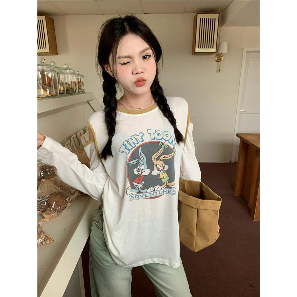 Áo Thun Tay Dài Chống Nắng Khoét Vai In Họa Tiết Hoạt Hình 63439