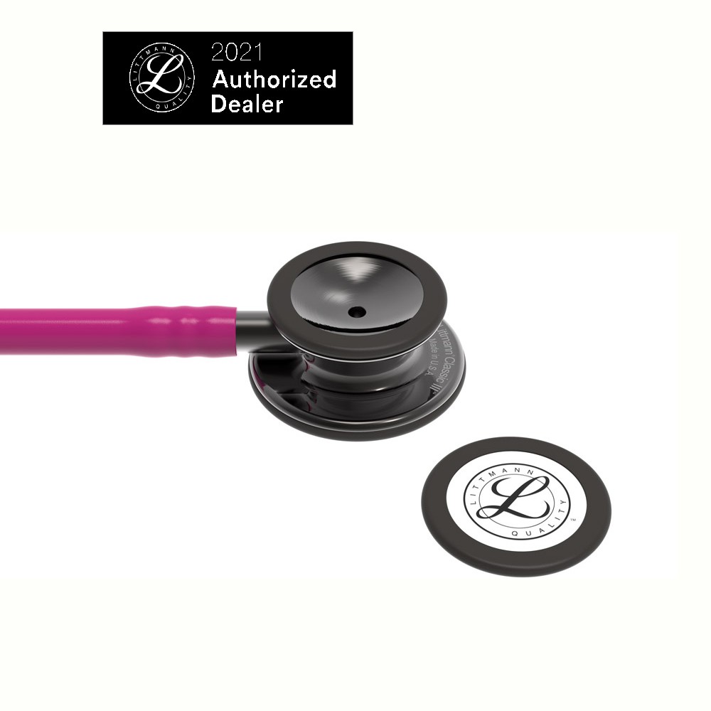 Ống nghe 3M Littmann Classic III, dây màu đỏ mâm xôi, mặt bao màu ống khói và ống nghe đen, 27 inch, 5871