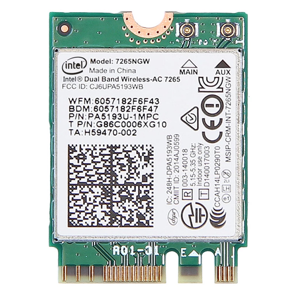 Card wifi 7265NGW băng tần kép - Intel® Wireless-AC 7265 (M.2/NGFF/2230 - PCIe)