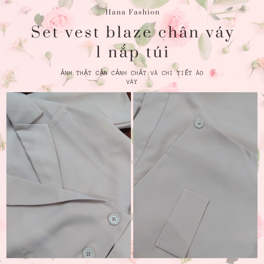 Combo bộ áo vét nữ blazer kèm chân váy giả 1 nắp túi thiết kế thanh lịch Hana - S116 | BigBuy360 - bigbuy360.vn