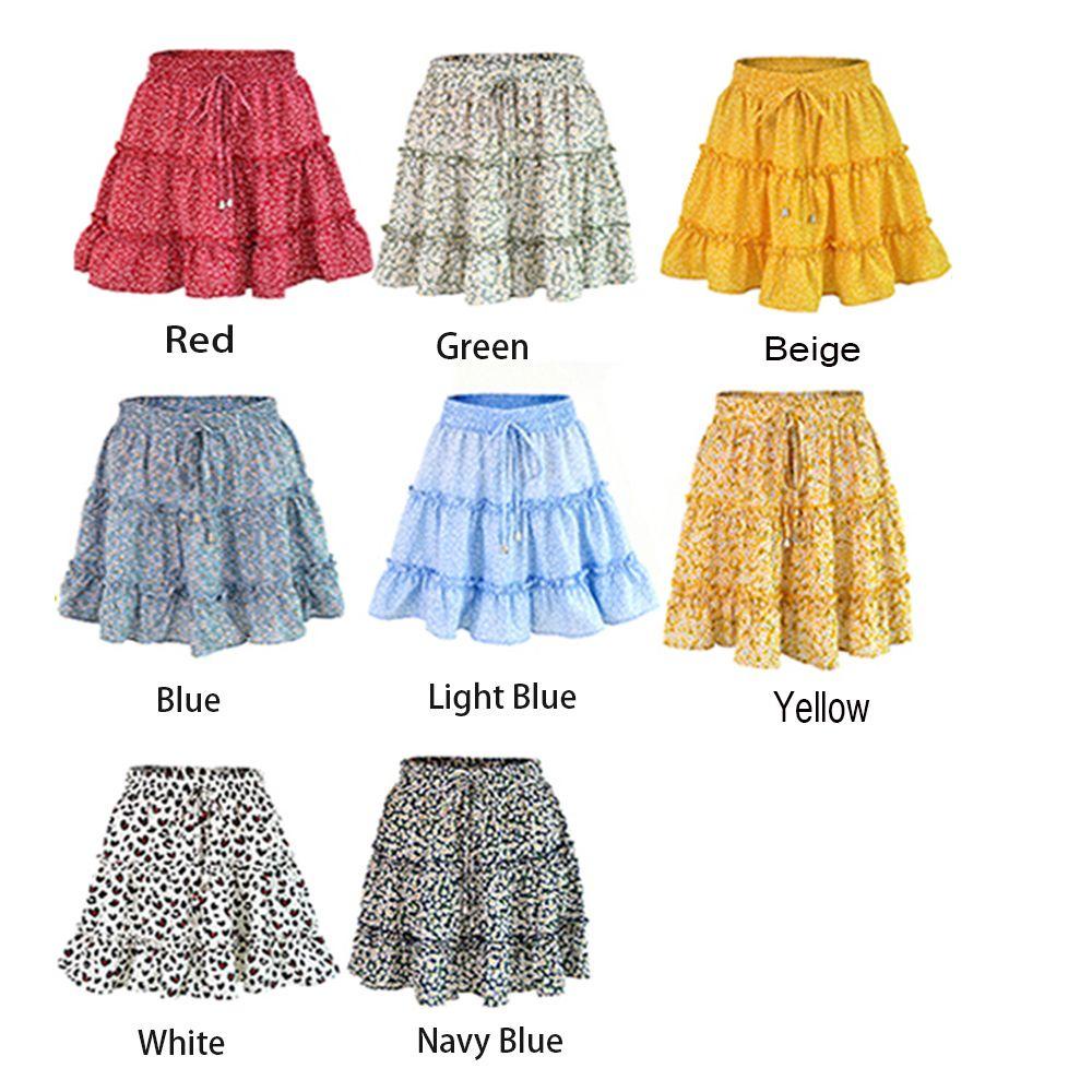 Chân Váy Ngắn Lưng Cao Họa Tiết Hoa Thời Trang Đi Biển 1 Cái Cho Nữ