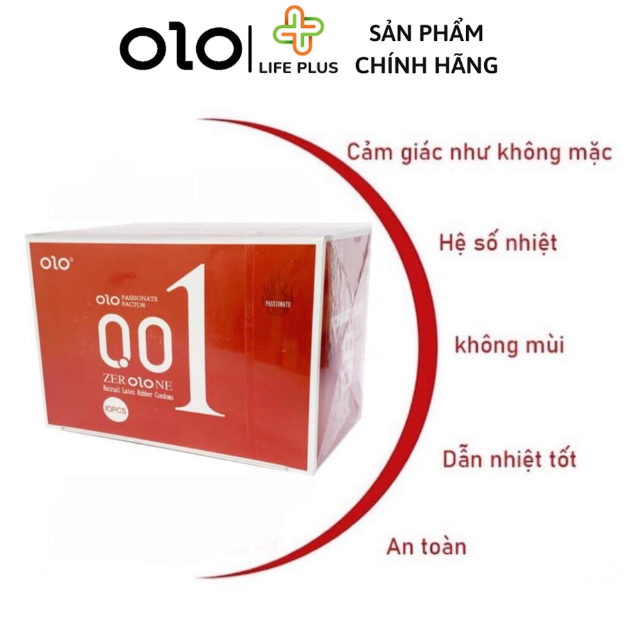 Bao Cao Su Siêu Mỏng OLO Đỏ Nữ Thần Tăng Thời Gian QH, Nhiều Gel, Hộp 10 bcs - Tặng Bao Cao Su LP01 - Life Plus Store