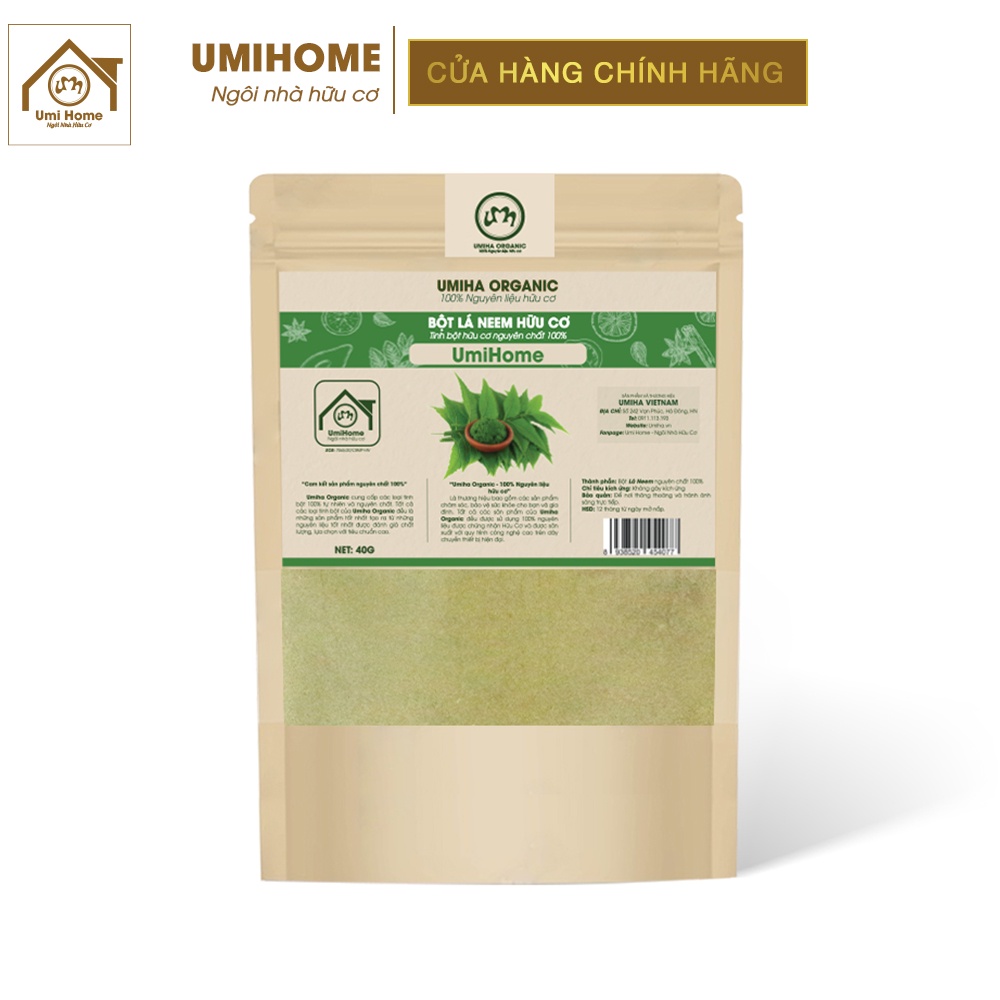 Bột lá Neem nguyên chất UMIHOME dùng đắp mặt nạ 135G