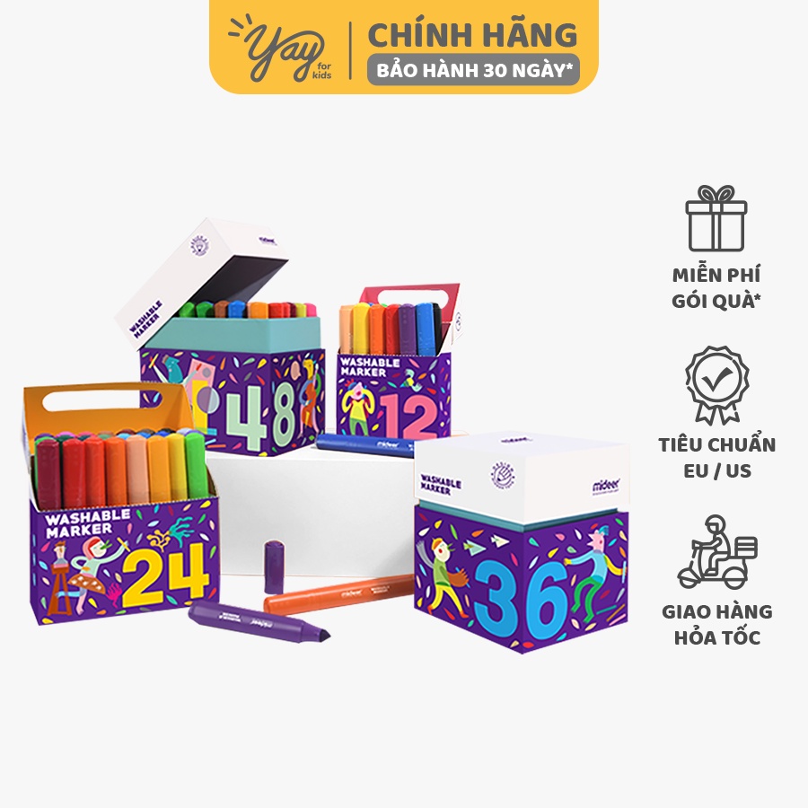 [RẺ VÔ ĐỊCH] Bút Lông Màu Nguyên Liệu An Toàn Dễ Dàng Tẩy Rửa Mideer  - washable marker mideer