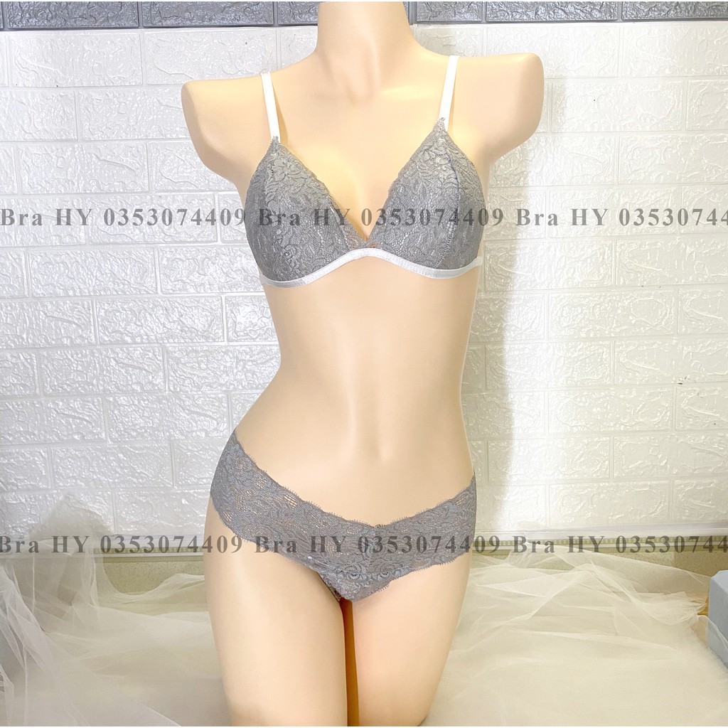 👙 Bra thiết kế sexy 👙 Đồ lót nữ sexy màu xám lông chuột vải ren cao cấp thoáng khí gồm áo + quần (hình thật 100%) | BigBuy360 - bigbuy360.vn