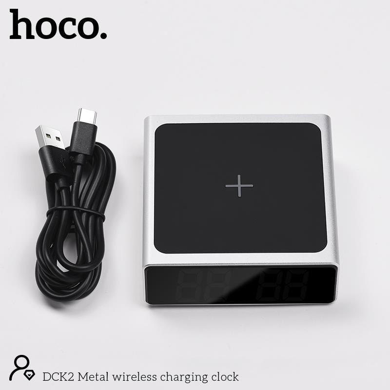 Sạc dự phòng không dây Hoco DCK2 kiêm Đồng hồ Led để bàn - Thiết kế sang trọng - Dung lượng cao