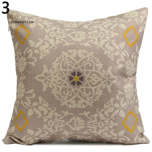 LP_Home Decor Vintage Geometric Flower Cotton Linen Throw Pillow Case Cushion Cover